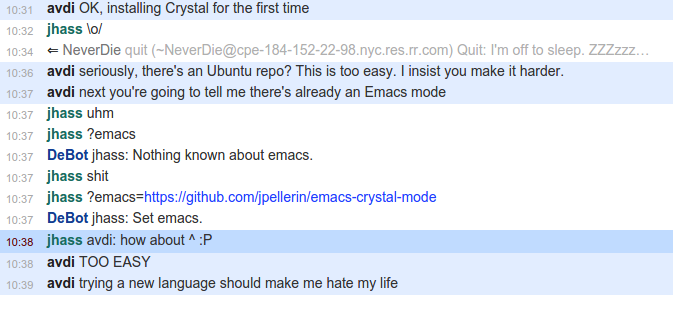 Conversation about installing Crystal